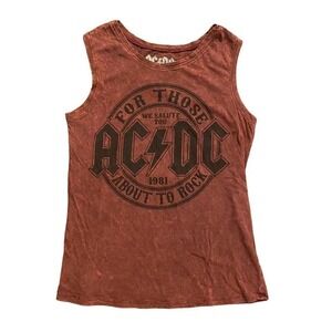 ACDC Band tee Tank Size Small Muscle tank Maroon black Grunge Rock